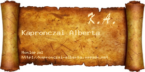 Kapronczai Alberta névjegykártya